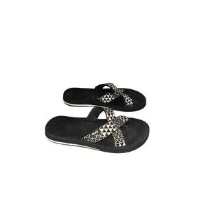 Teva Mush Kalea Black & White Geometric Print Boho Thong Sandals  Women’s Size 7